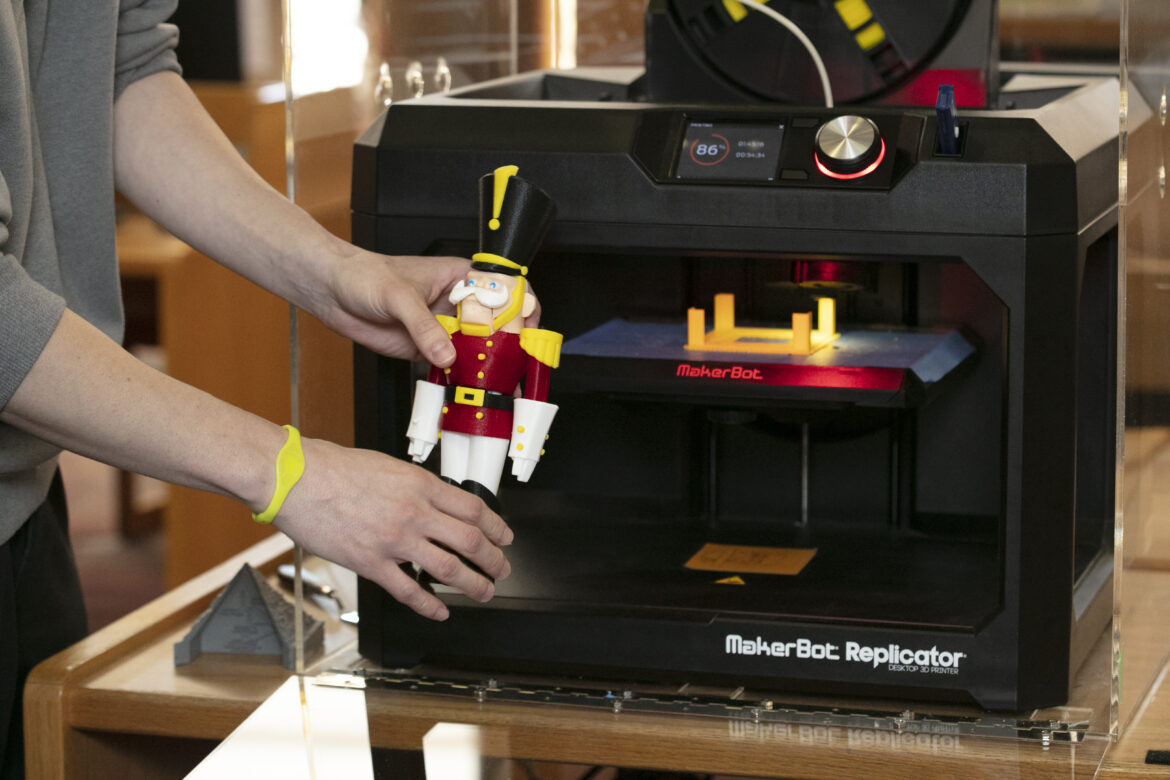 Students can use the 3D printer in the library.