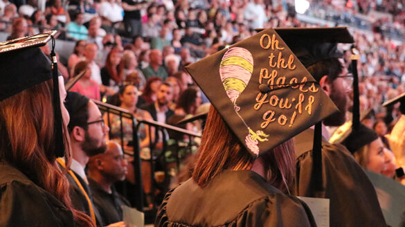 SJC Long Island student's decorated cap from 2018's commencement.