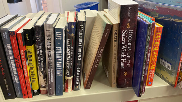 Some of books that alumni bookplates were added to in the Callahan Library.